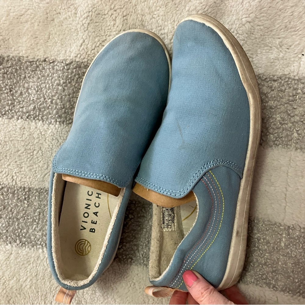 Vionic Sky Blue Canvas Slip-Ons